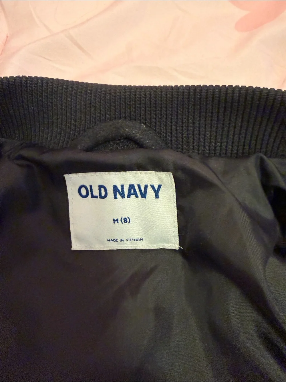 Old Navy Black & White Cherry Letterman Jacket